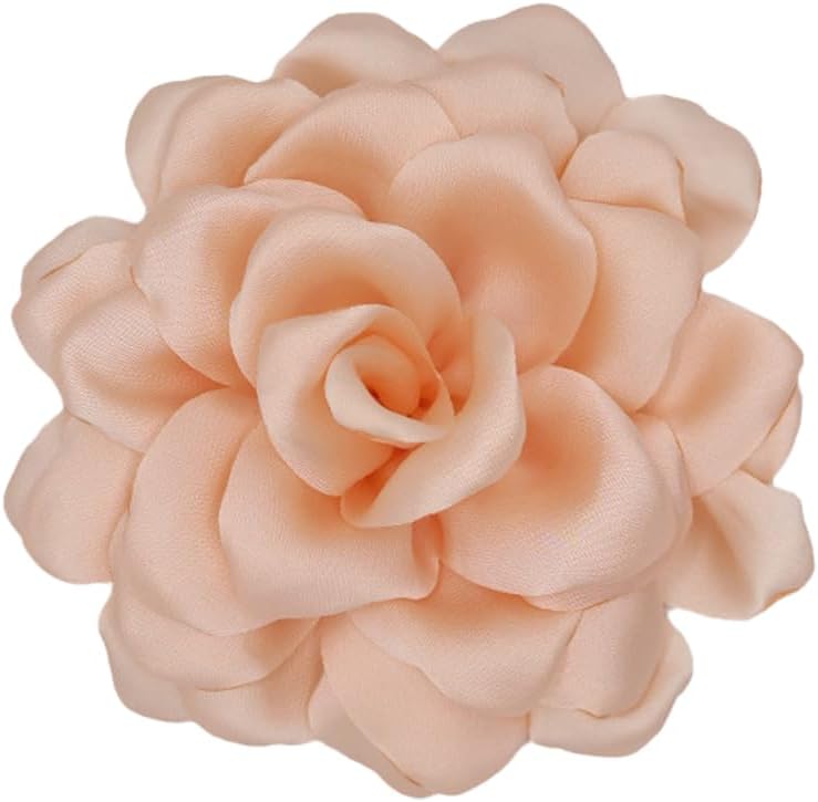 Decixde Satin Fabric Rose Flower Brooches - Handmade Floral Accessory for Wedding Party Dance Banquet Ceremony - Size: 4.72in - Image 5